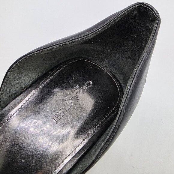 Coach Studded Heels Leather Black Retro Shoes Pumps - Picture 10 of 16